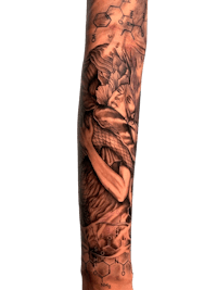 a sleeve with a tattoo of a man and a woman