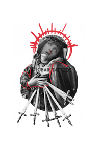 jesus with swords tattoo